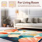 Coral Seashell Waves With Gold Accents Rug