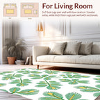 Green Yellow Botanical Branch Pattern Rug