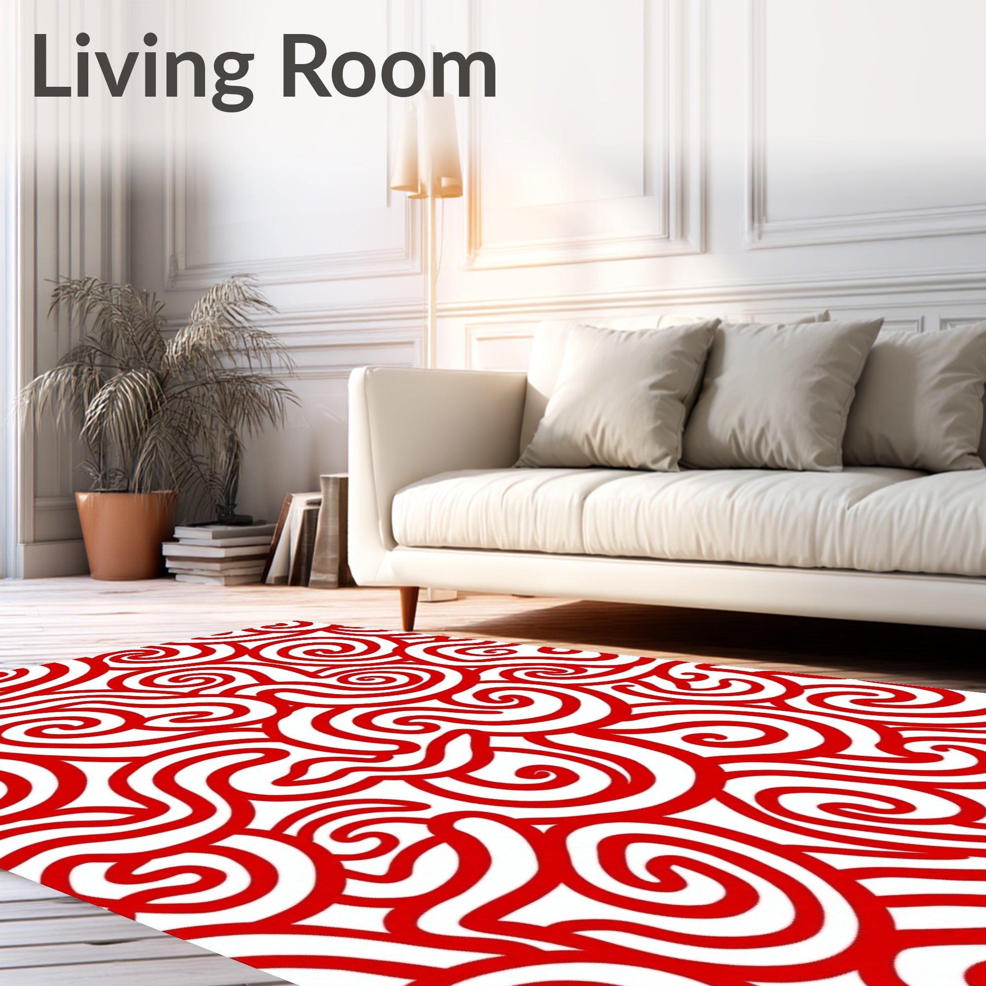 Crimson Curving Intertwined Lines Rug