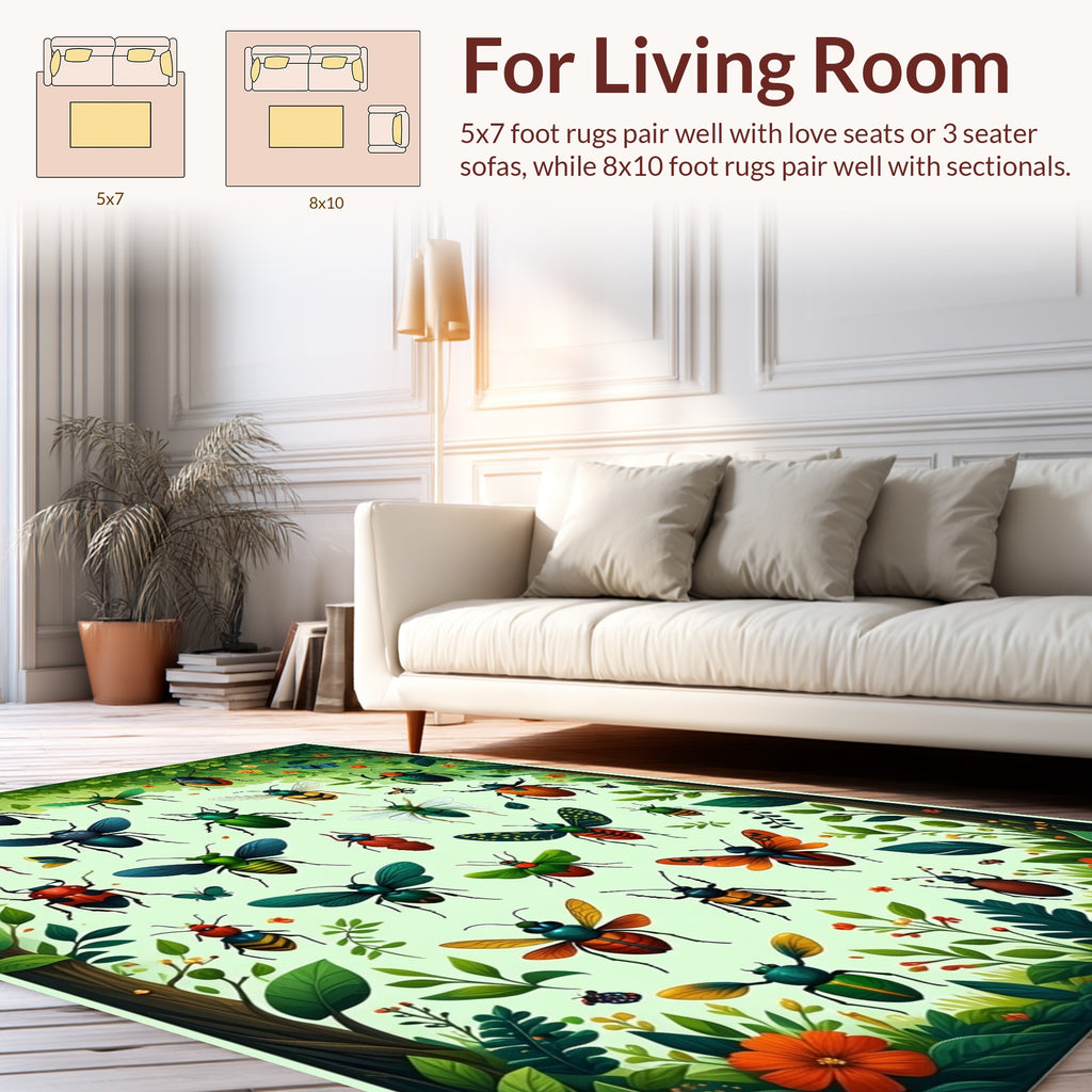 Nature's Garden Beetle Pattern Rug