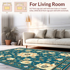 Traditional Floral Teal Cream Rug