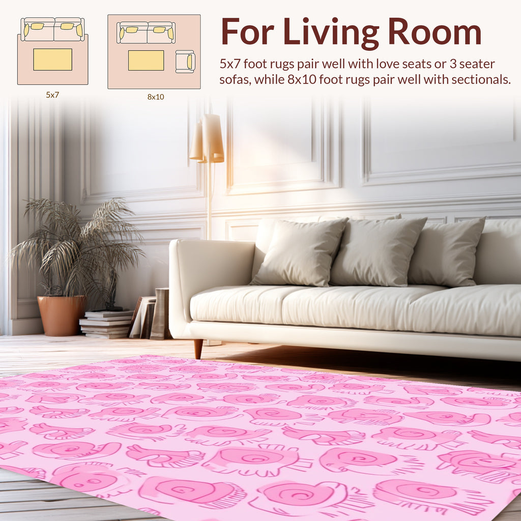 Pink Doodle Shell Pattern Rug