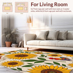 Farmhouse Rooster Sunflower Pattern Rug