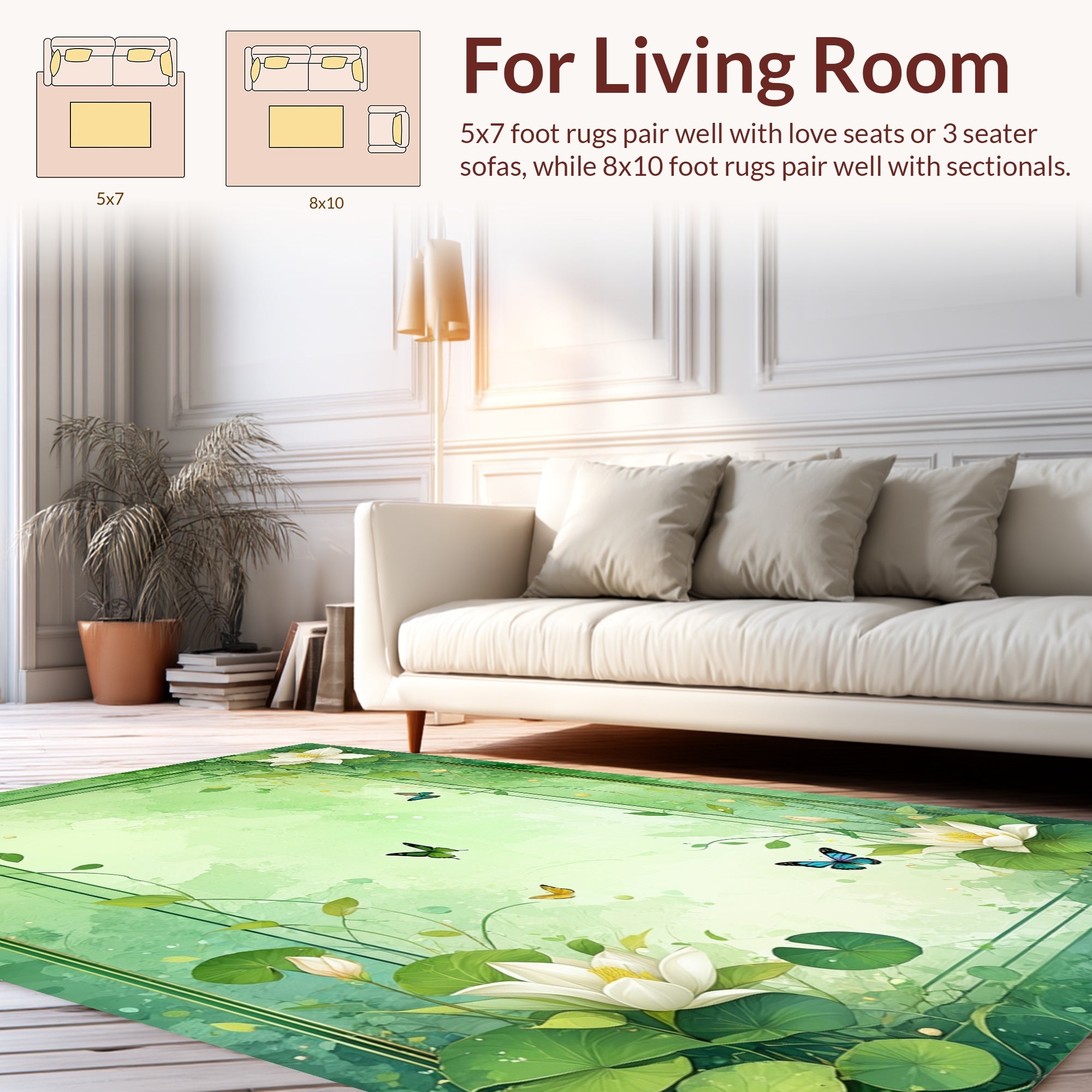 Whimsical Nature Scene with Butterflies Rug