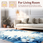 Elegant Blue Floral Watercolor Art Rug
