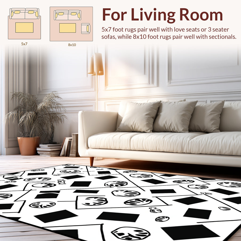 Abstract Rectangles Organic Shapes Rug