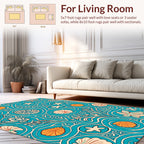 Aqua Marine Life Swirl Pattern Rug