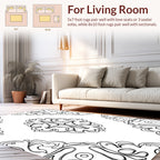 Gothic Floral Motifs Black Outline Rug