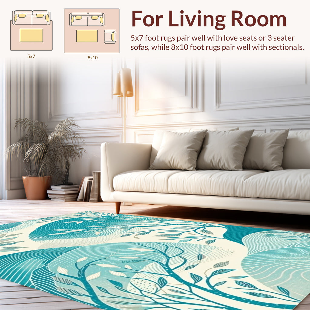 Abstract Floral Wave Pattern Rug