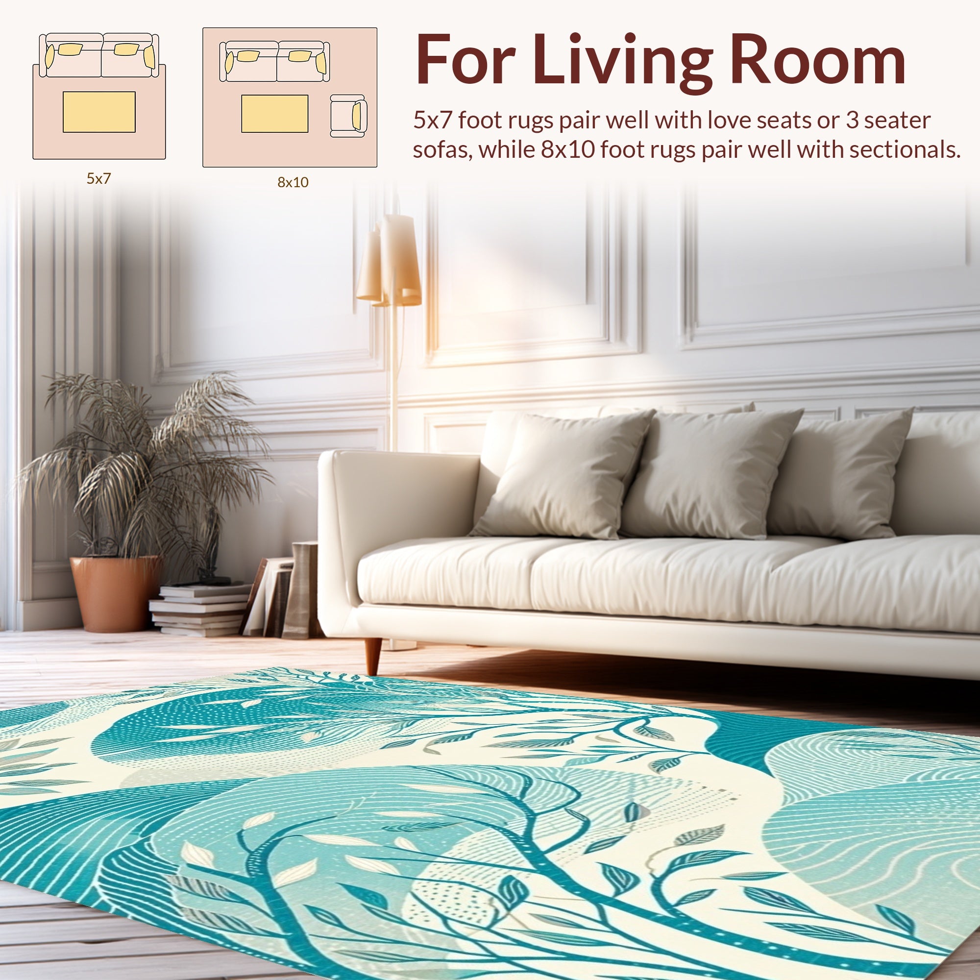 Abstract Floral Wave Pattern Rug
