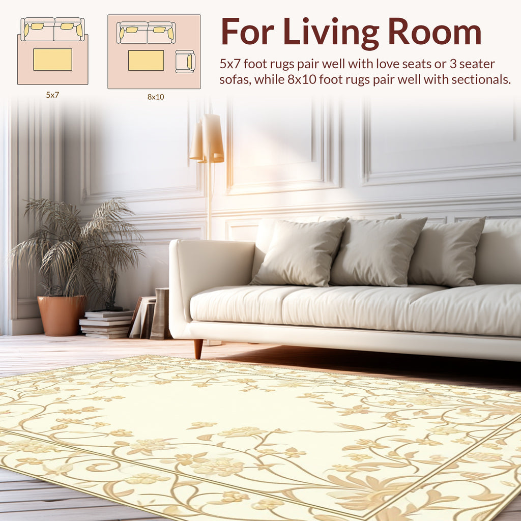 Elegant Floral Vine Border Design Rug