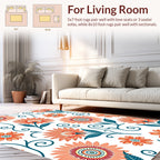 Orange Floral Swirl Pattern Design Rug