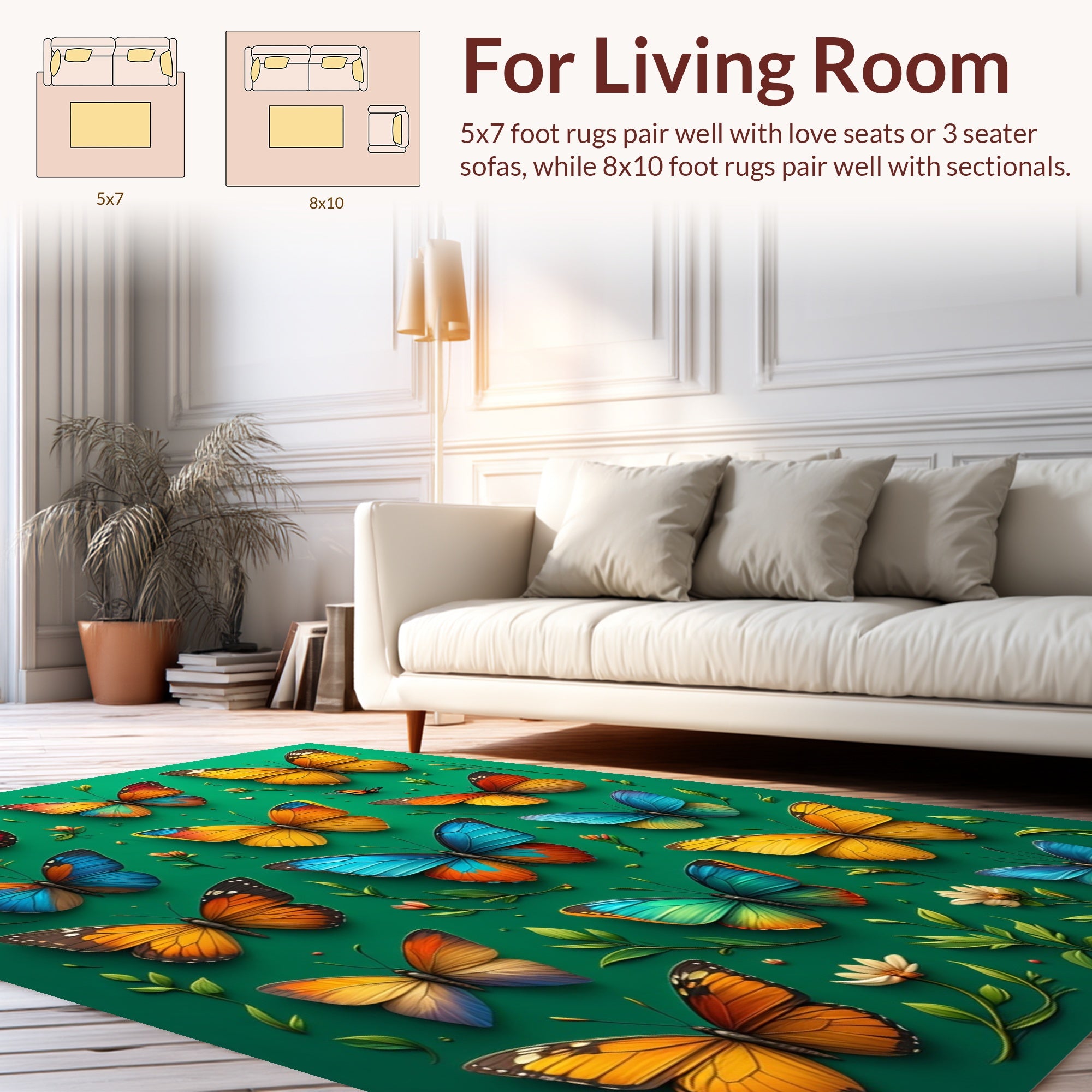 Vibrant Butterfly Nature Pattern Rug