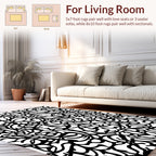 Intricate Black White Intertwined Pattern Rug