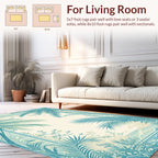 Tropical Palm Leaf Coastal Scene Rug