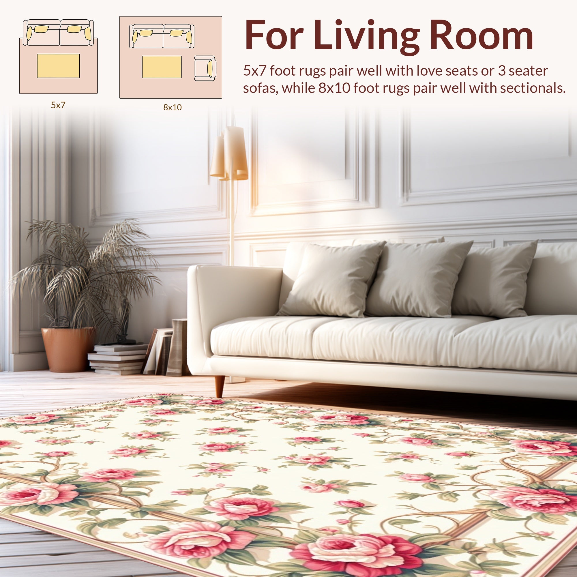 Charming Floral Swirls Garden Design Rug