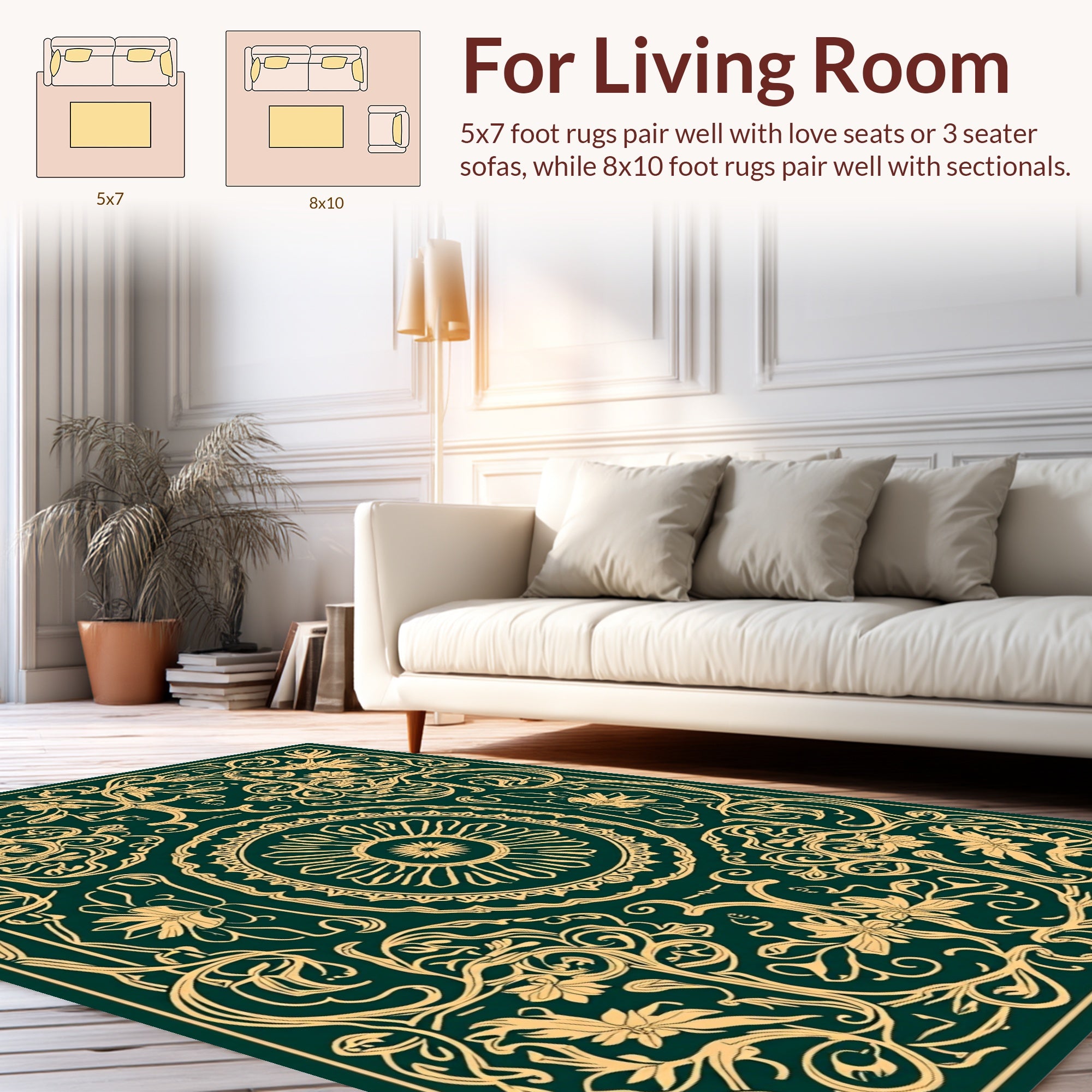Elegant Floral Scrollwork Design Rug