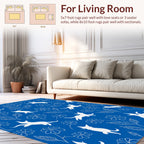 Whimsical White Cats Floral Pattern Rug
