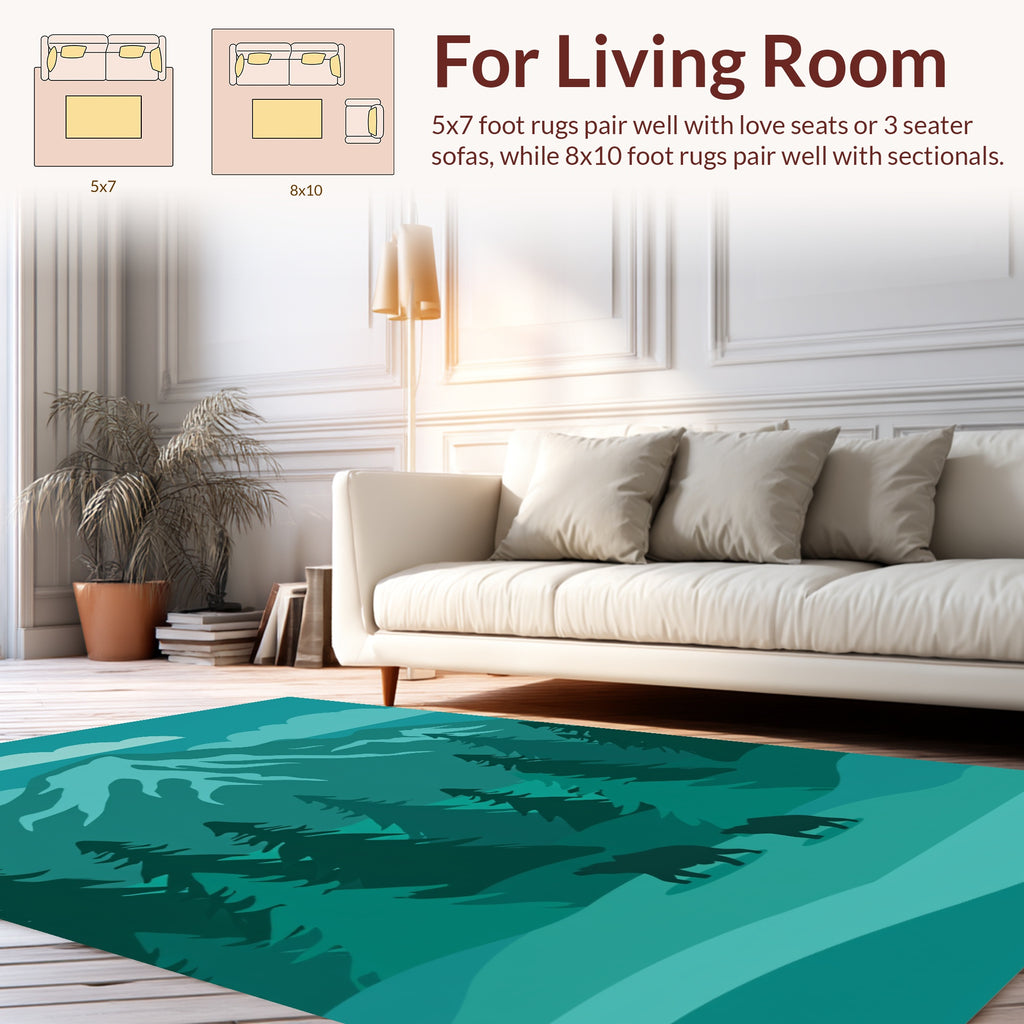 Mountain Forest Bears Scenic Design Rug