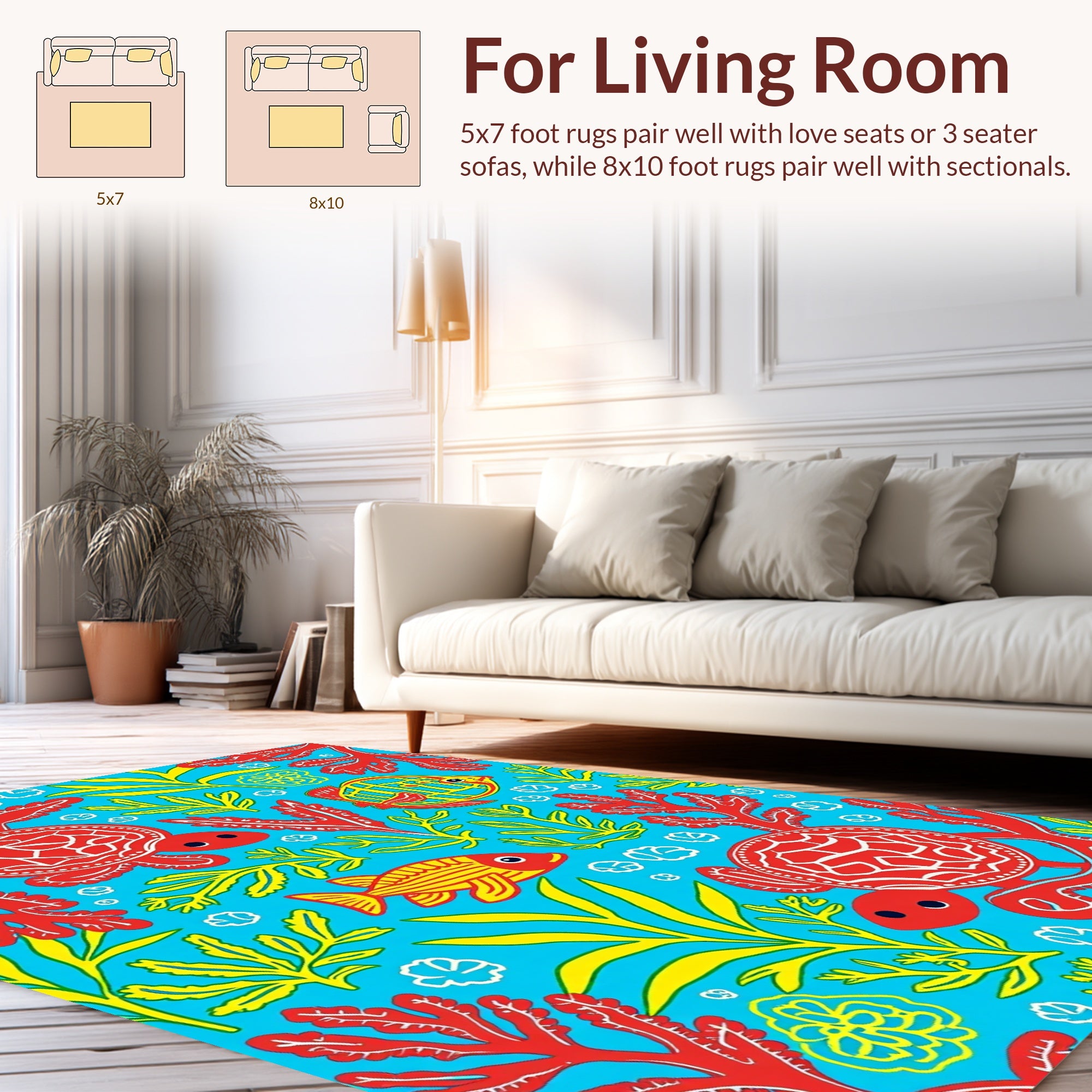 Sea Turtle Fish Coral Collection Rug
