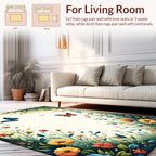 Enchanting Garden Butterfly Floral Design Rug