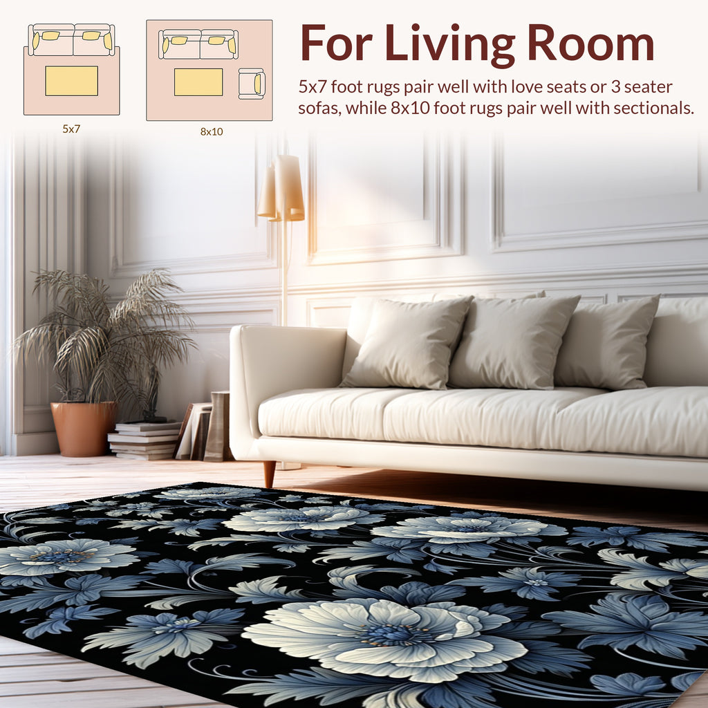 Elaborate Floral Print Design Rug