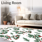Green Pine Berry Sprig Repeating Arrangement Rug
