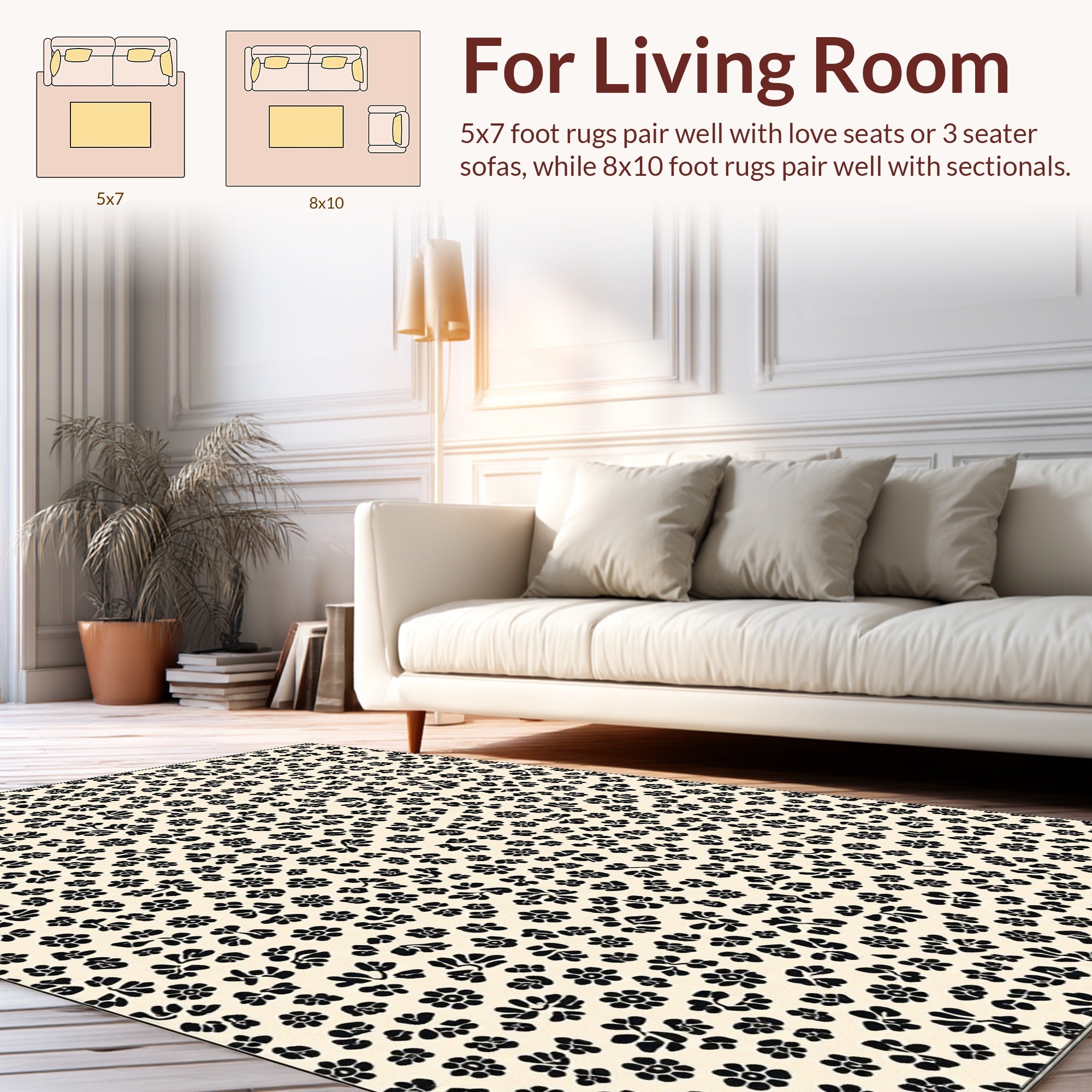 Small Floral Garden Motif Rug