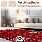 Bold Red Tribal Geometric Design Rug
