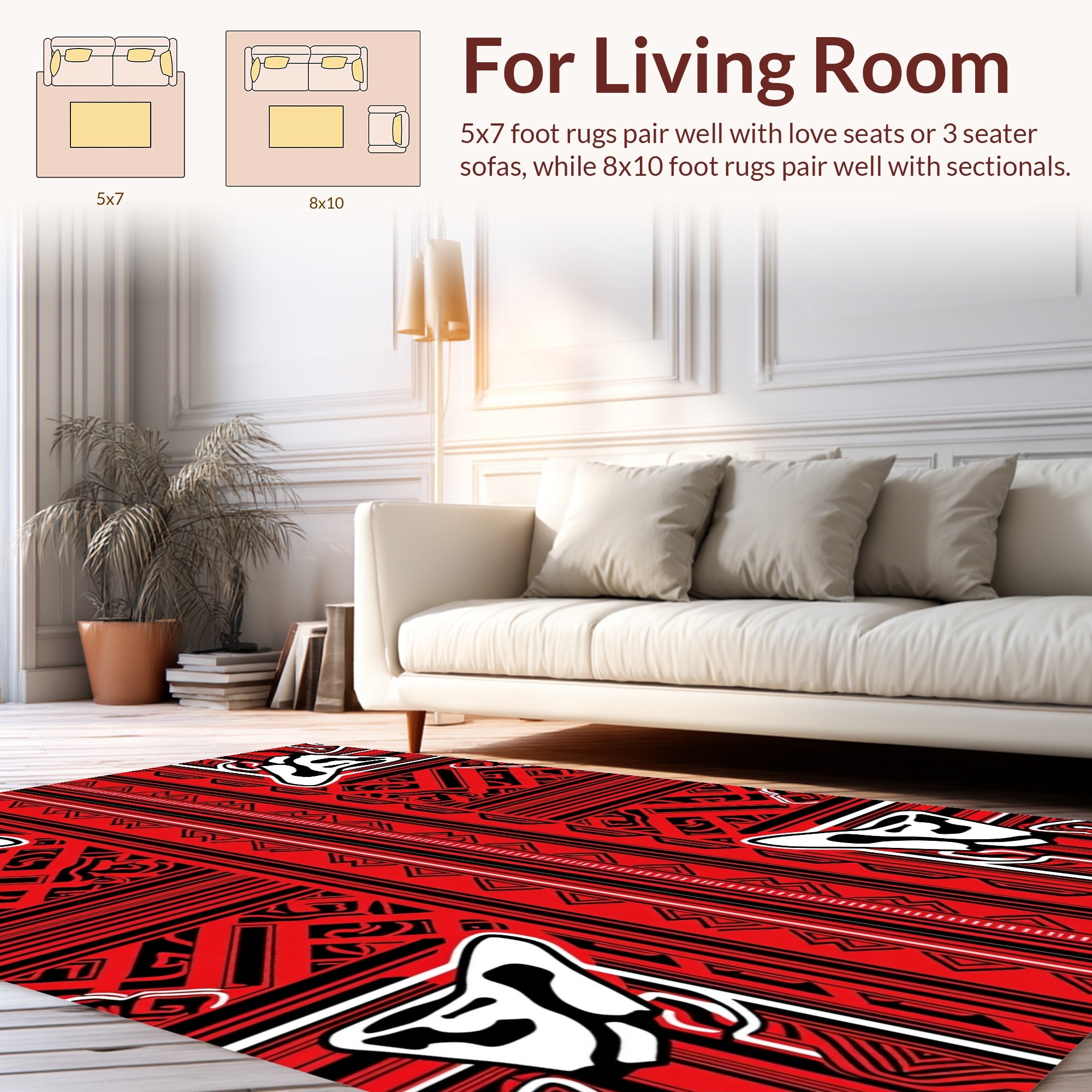 Bold Red Tribal Geometric Design Rug