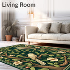 Enchanting Birds Floral Vine Pattern Rug