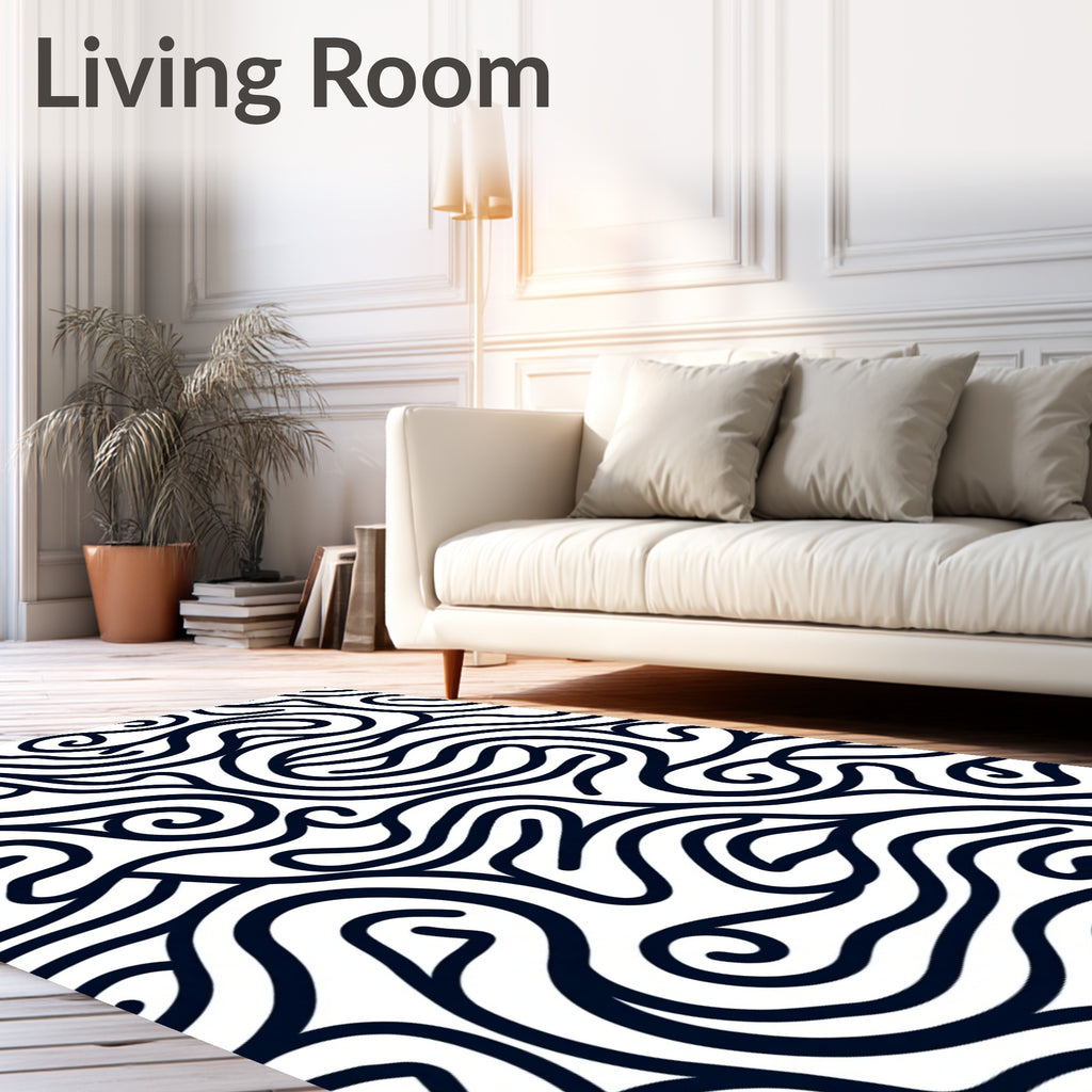 Indigo Swirl Abstract Woven Art Rug