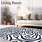 Indigo Swirl Abstract Woven Art Rug