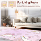 Whimsical Unicorn Flower Pattern Rug