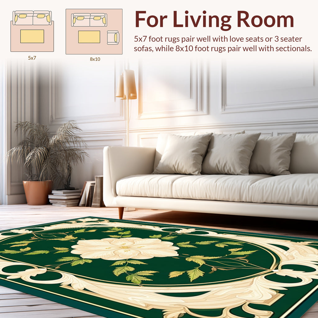 Ornate Floral Art Nouveau Design Rug