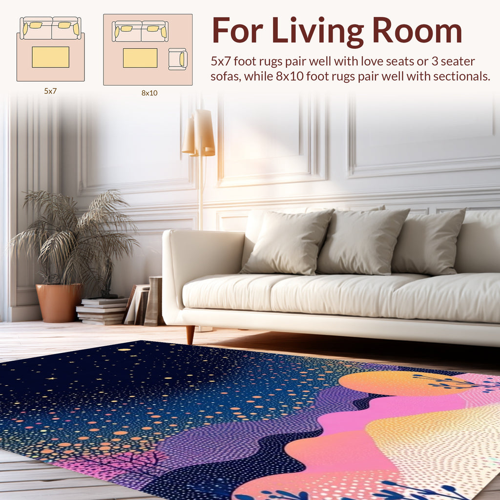 Celestial Dots Hills Landscape Design Rug
