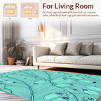 Teal Feather And Petal Design Rug