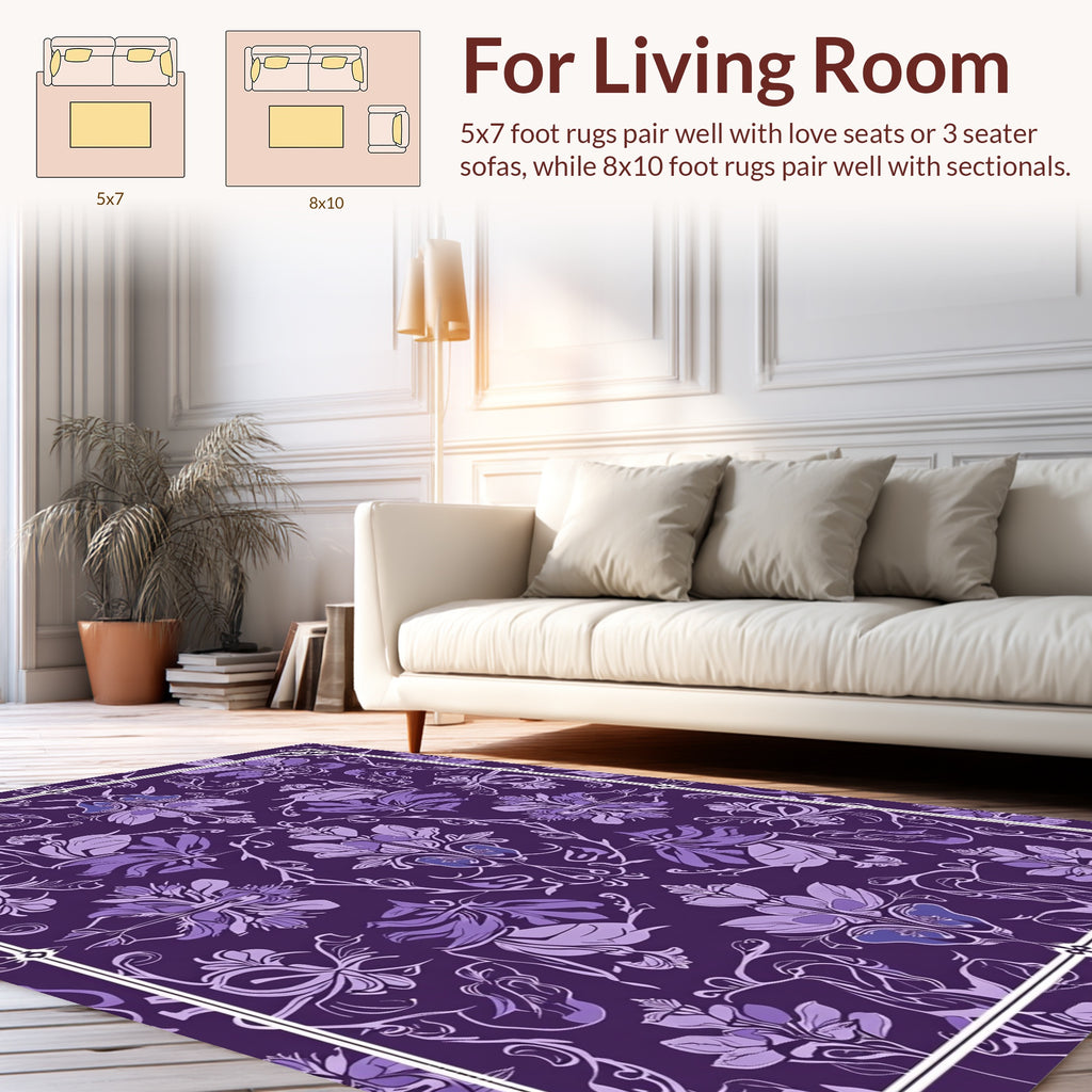 Art Nouveau Purple Floral Pattern Rug