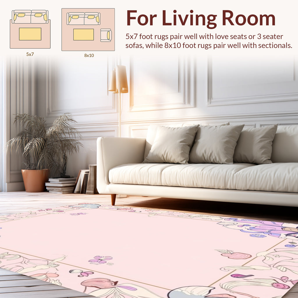 Whimsical Floral Outline Pattern Rug
