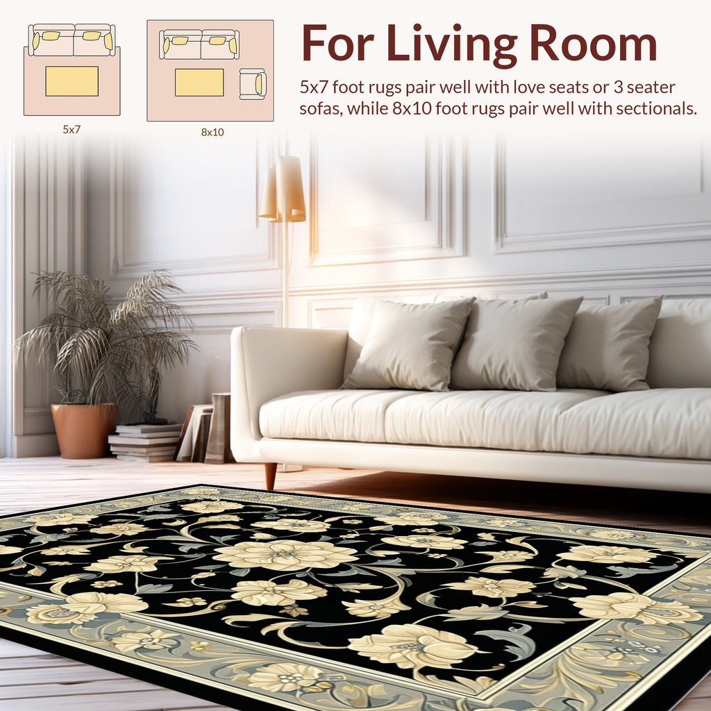 Classic Floral Scrollwork Design Rug