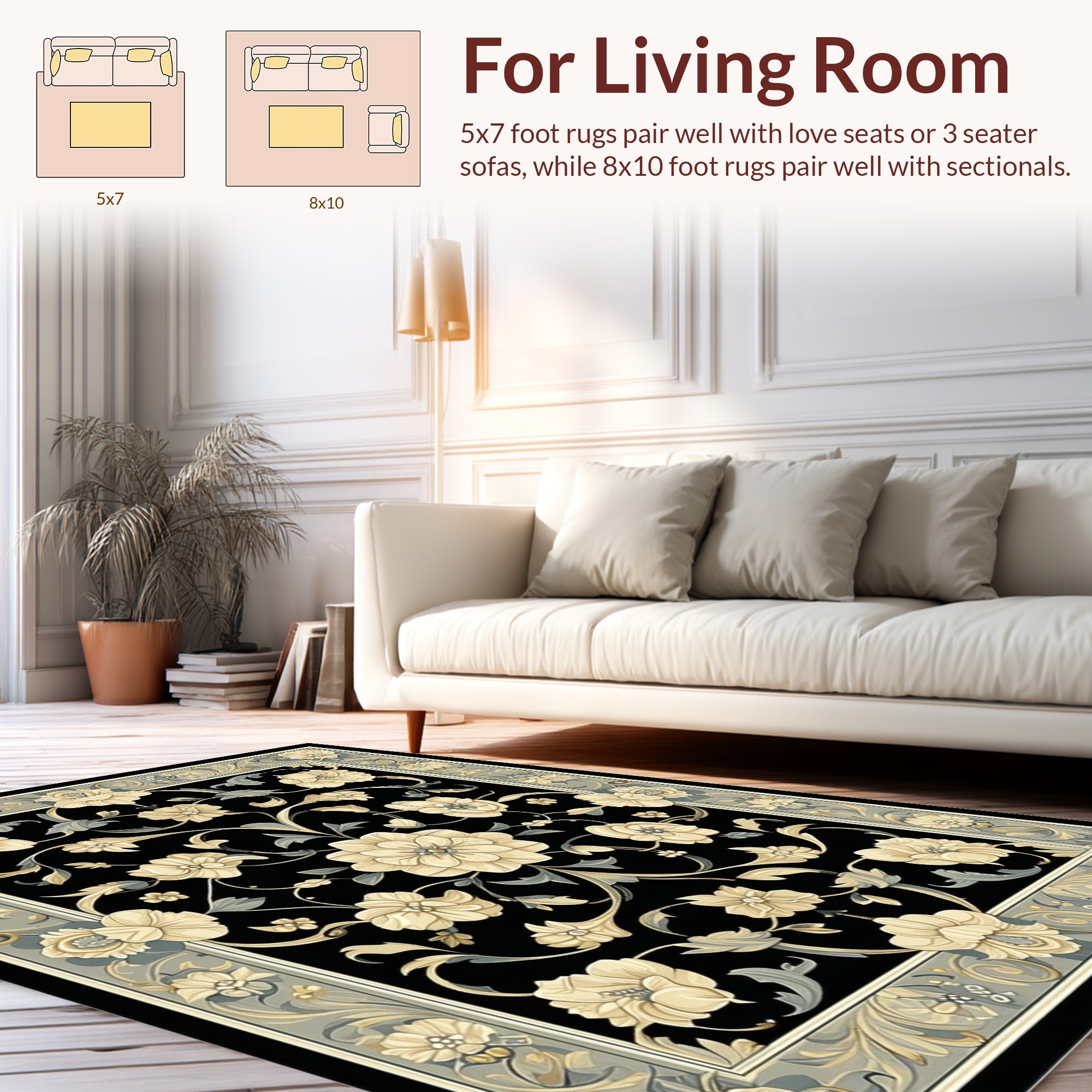 Classic Floral Scrollwork Design Rug