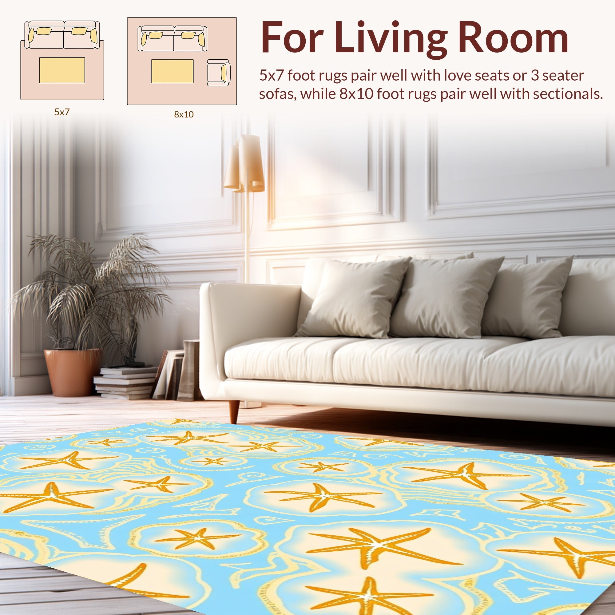 Whimsical Starfish Swirls Pattern Rug