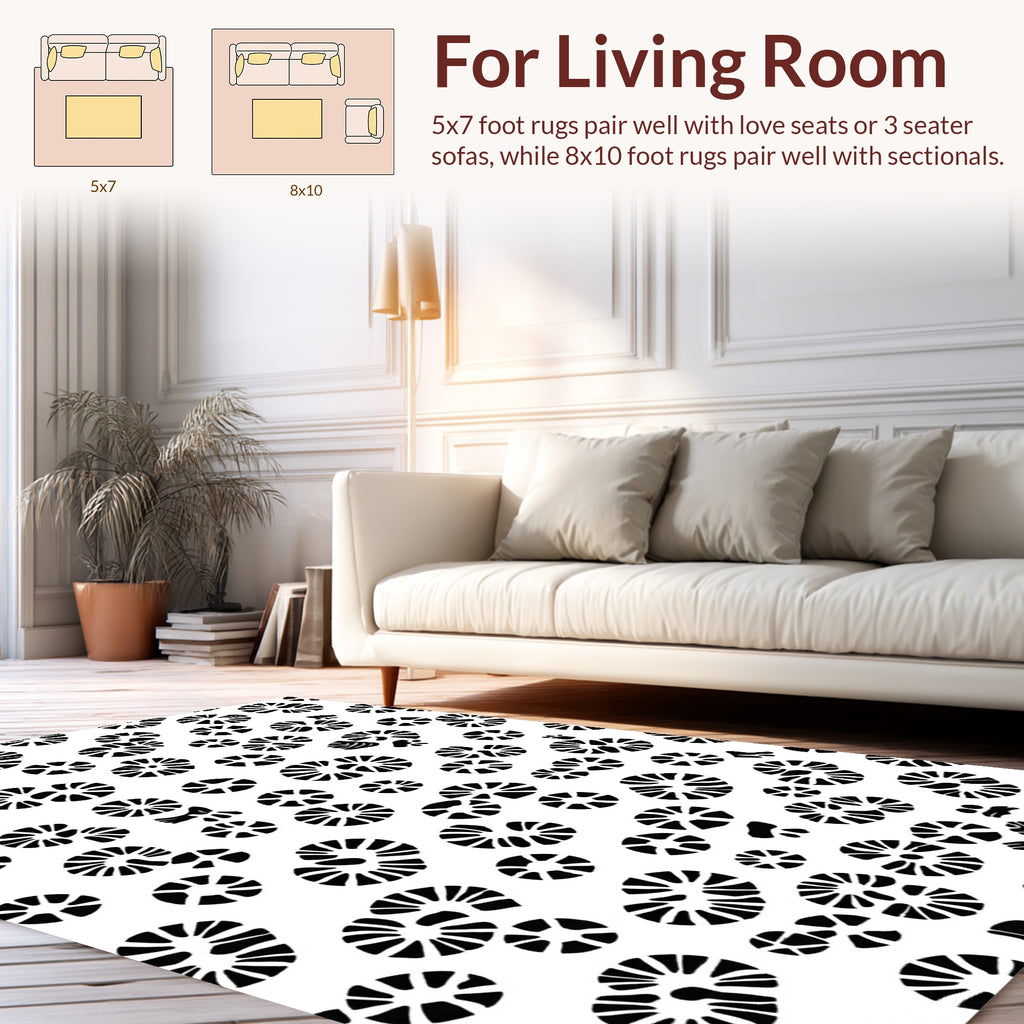 Abstract Circles And Paw Prints Pattern Rug