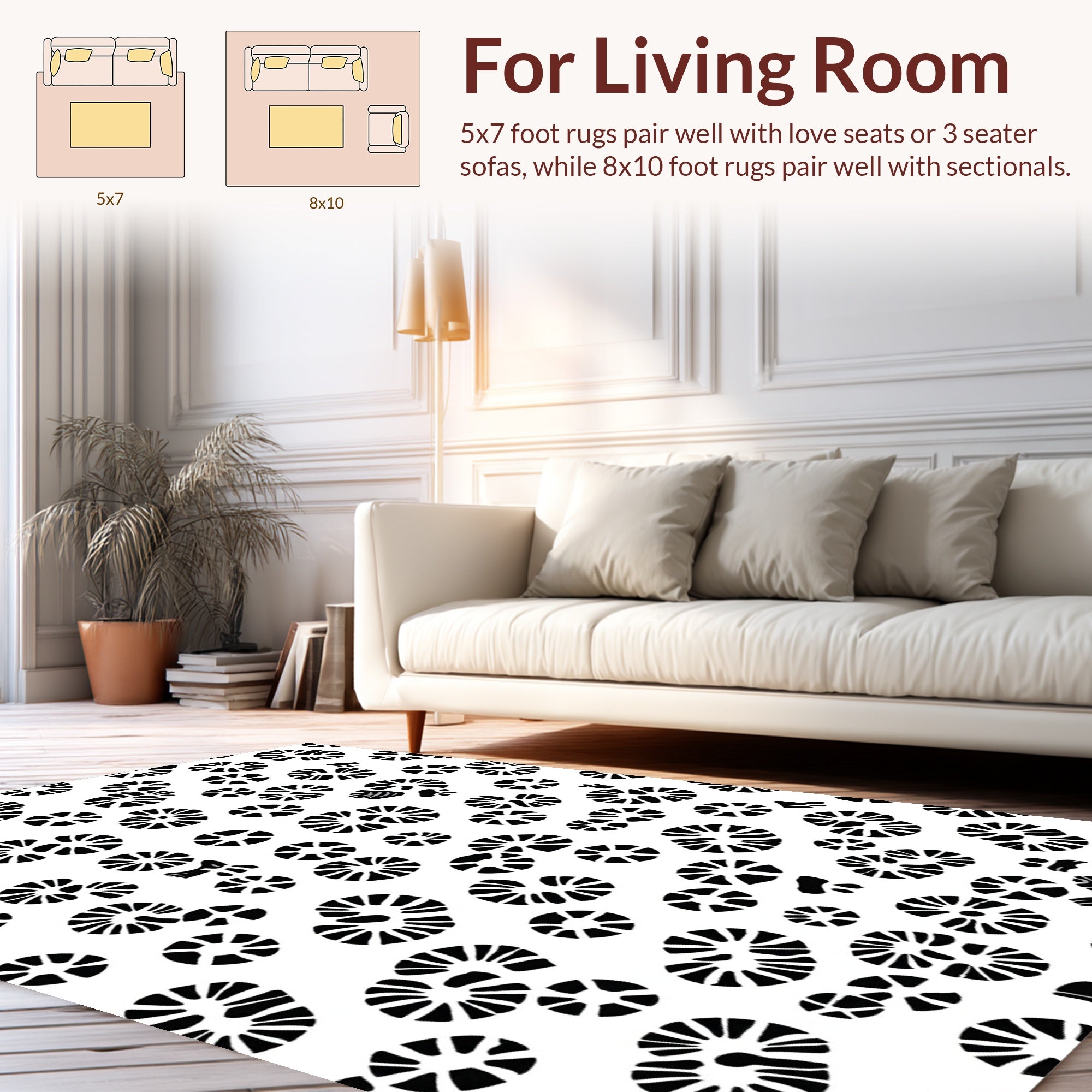 Abstract Circles And Paw Prints Pattern Rug