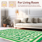 Green Geometric Trellis Pattern Rug