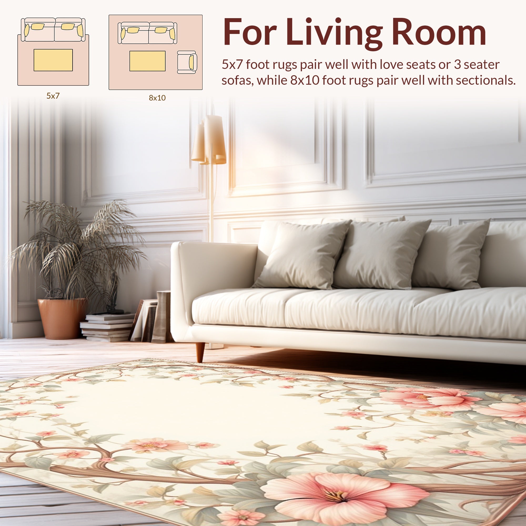 Vintage Floral Branch Patterned Rug