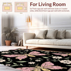 Pink Butterfly Flower Pattern Rug