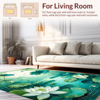 Serene Lily Pad Dragonfly Pond Design Rug
