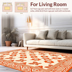 Orange Floral Butterfly Border Pattern Rug