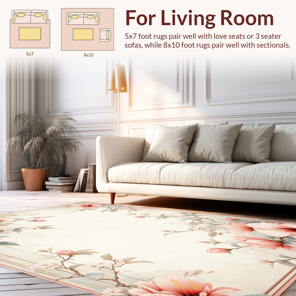Pastel Floral Branches With Delicate Blooms Rug